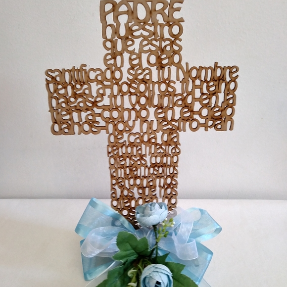 Cruz Padre Nuestro Centro de mesa Bautizo, Primera Comunión Cross Holy communion - Picture 9 of 13